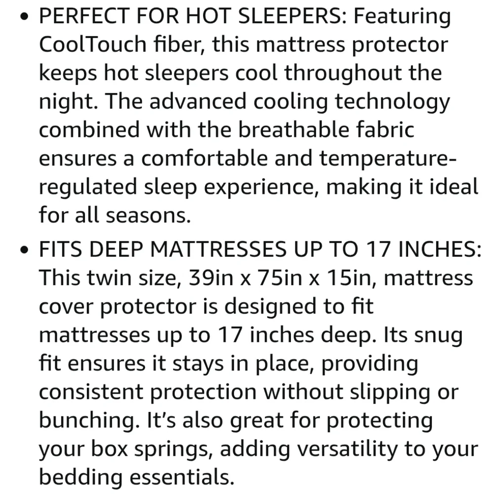 Brookstone Ultimate Mattress Protector Cool Touch Waterproof Cover Twin Size NEW